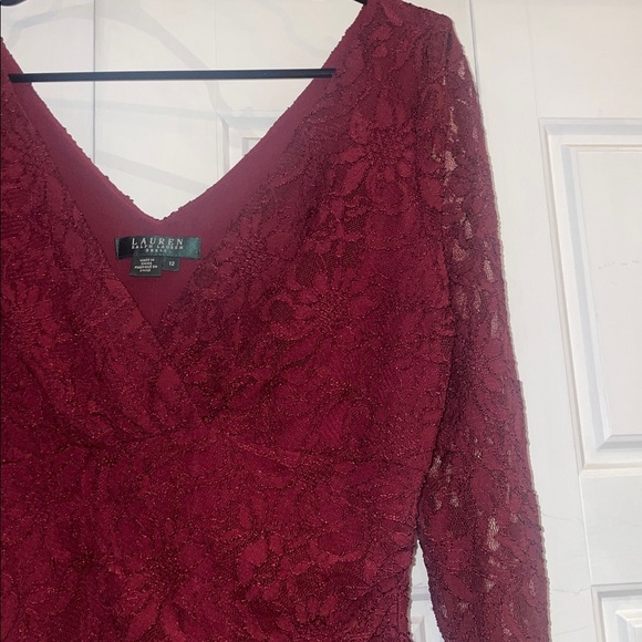 Lauren Ralph Lauren Deep Red Lace Dress - Picture 3 of 10
